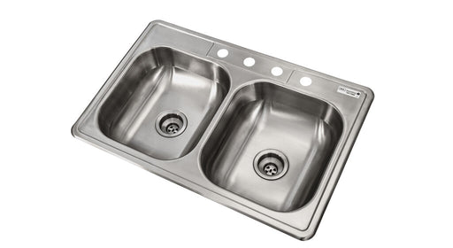 BK Resources DDI2-1416628 Stainless Steel 2 Compartment Dropin Sink 14"x16"x6" Bowls No Drains