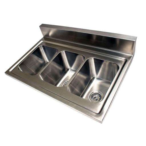BK Resources DDI3-R5-1014 3 Compartment Dropin Sink with 5" Riser