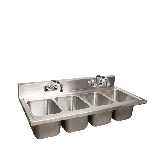 BK Resources DDI4-R5-1014-PG 4 Compartment Dropin Sink with 5" Riser and 2 Faucets