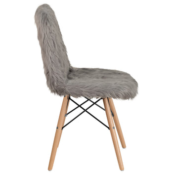 Charcoal Gray Shaggy Chair