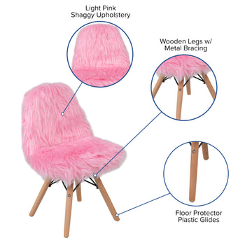 Kids Shaggy Light Pink Chair
