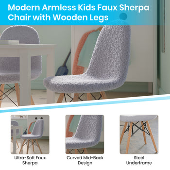 Gray Kids Shearling Chair