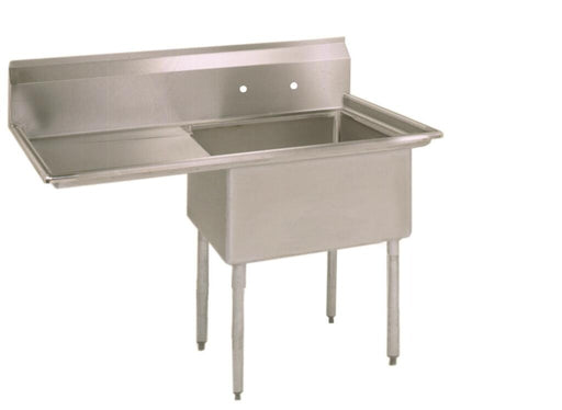 BK Resources ES-1-18-12-18L Stainless Steel 1  Compartment Economy Sink 18" Left Drainboard 18"x18"x12"