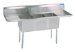 BK Resources ES-3-1620-12-18T Stainless Steel 3 Compartment Economy Sink Dual 18" Drainboards 16X20X12D Bowl