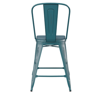 Blue-Tl Metal Stool-Teal Seat