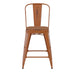 Orange Metal Stool-Teak Seat