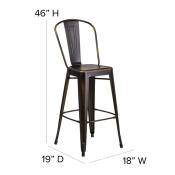 Copper Metal Stool-Black Seat
