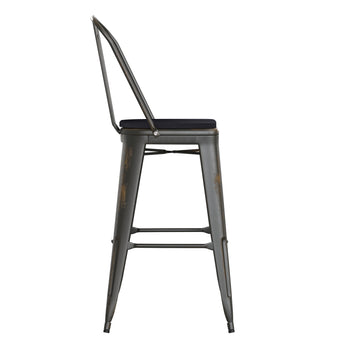 Copper Metal Stool-Black Seat