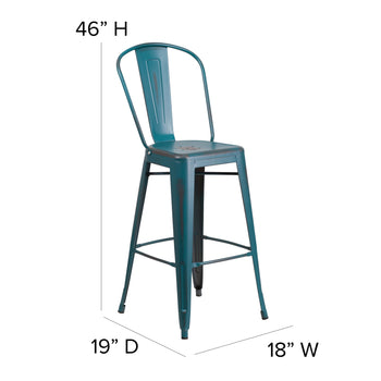 Blue-Tl Metal Stool-Black Seat