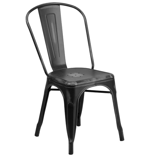 Distressed Black Metal Chair