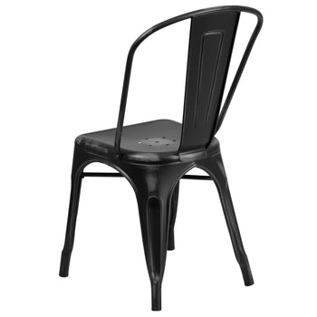 Distressed Black Metal Chair