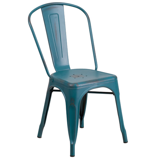Distressed Blue-TL Metal Chair