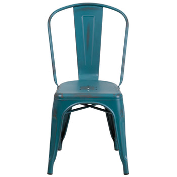 Distressed Blue-TL Metal Chair