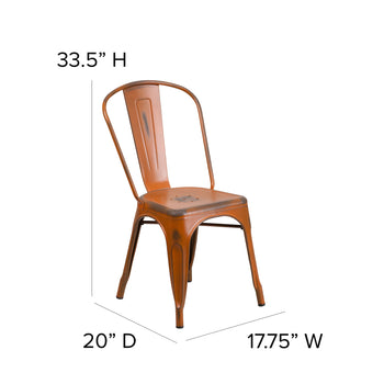 Distressed Orange Metal Chair