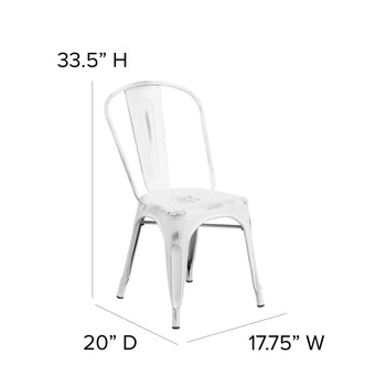 Distressed White Metal Chair