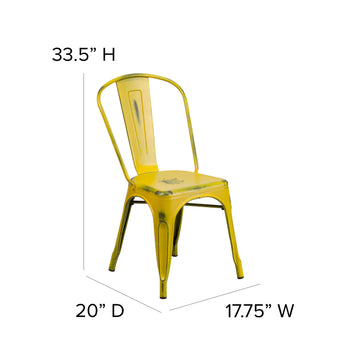 Distressed Yellow Metal Chair