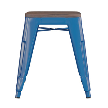 4PK Royal Blue Stool-Wood Seat