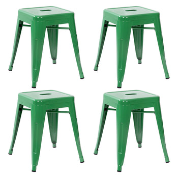 4 Pack Green Metal Stool