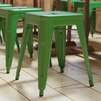 4 Pack Green Metal Stool