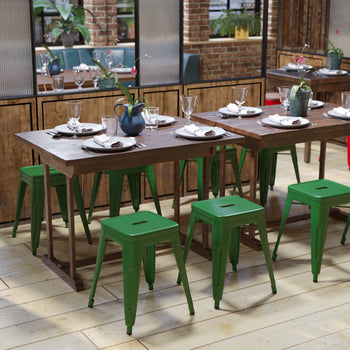 4 Pack Green Metal Stool