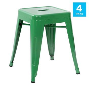 4 Pack Green Metal Stool