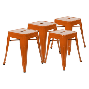 4 Pack Orange Metal Stool