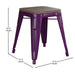 4PK Purple Stool-Wood Seat