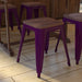 4PK Purple Stool-Wood Seat