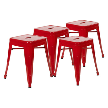 4 Pack Red Metal Stool