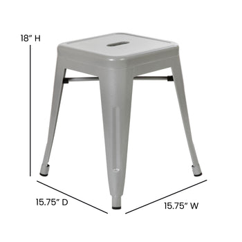 4 Pack Silver Metal Stool