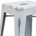 Distressed White Metal Stool