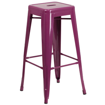 30" Purp No Back Metal Stool