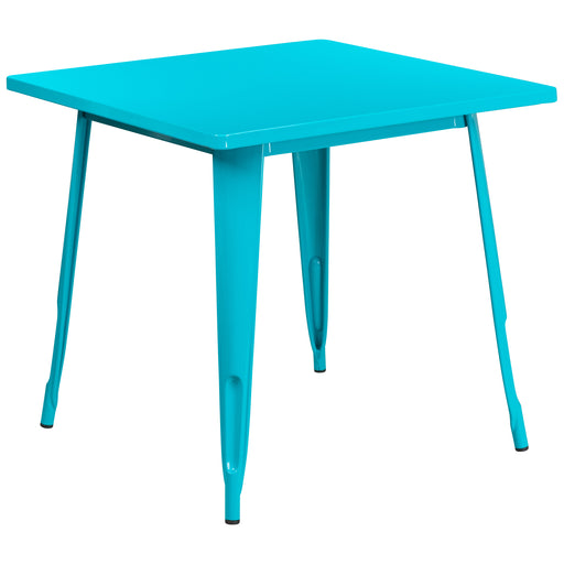 31.5SQ Teal-Blue Metal Table