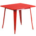 31.5SQ Red Metal Table