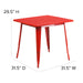 31.5SQ Red Metal Table