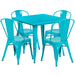 31.5SQ Teal-BL Metal Table Set