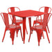 31.5SQ Red Metal Table Set