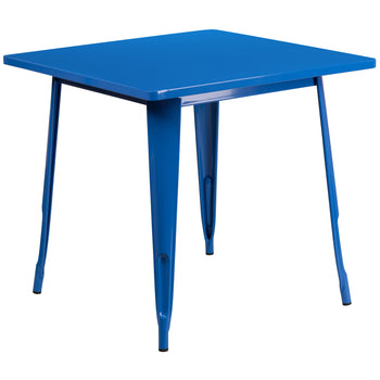 31.5SQ Blue Metal Table Set