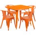 31.5SQ Orange Metal Table Set