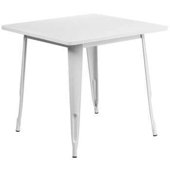 31.5SQ White Metal Table Set
