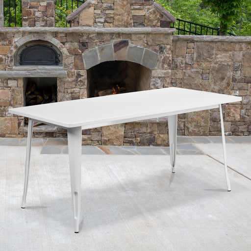 31.5x63 White Metal Table