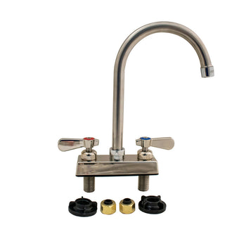 BK Resources EVO-4DM-5G Evolution 4" Deck Mount Stainless Steel Faucet, 5" Gooseneck Spout