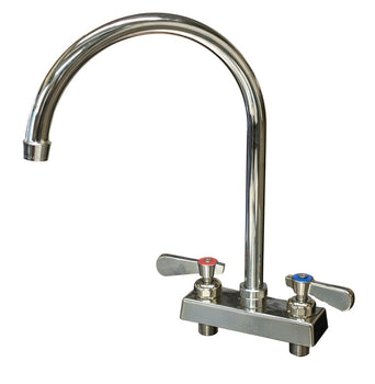 BK Resources EVO-4DM-8G Evolution 4" Deck Mount Stainless Steel Faucet, 8" Gooseneck Spout