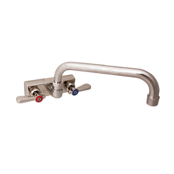 BK Resources EVO-4SM-10 Evolution 4" Splash Mount Stainless Steel Faucet, 10" Swing Spout