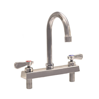 BK Resources EVO-8DM-4G Evolution 8" Deck Mount Stainless Steel Faucet, 4.5" Gooseneck Spout