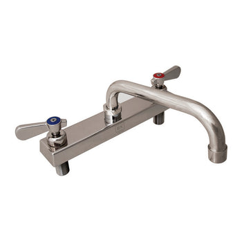 BK Resources EVO-8DM-6 Evolution 8" Deck Mount Stainless Steel Faucet, 6" Swing Spout