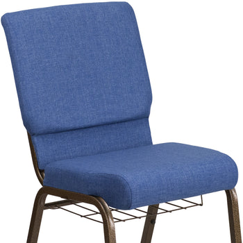 Blue Fabric Church Chair