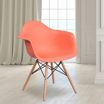 Peach Plastic/Wood Chair