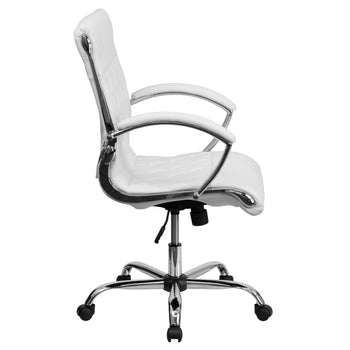 White Mid-Back Leather Chair