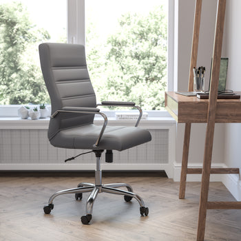 Gray High Back Leather Chair
